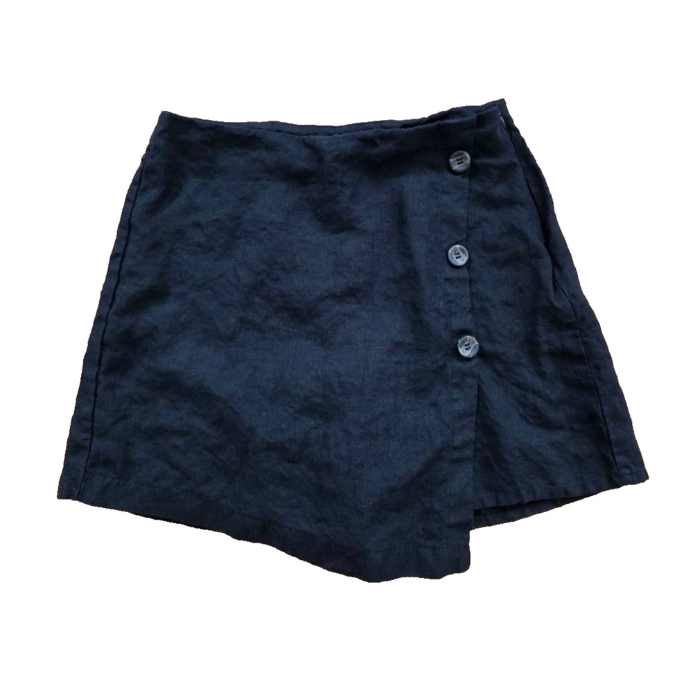 Jimmy Key Linen mini skirt-shorts with buttons black Large A001564